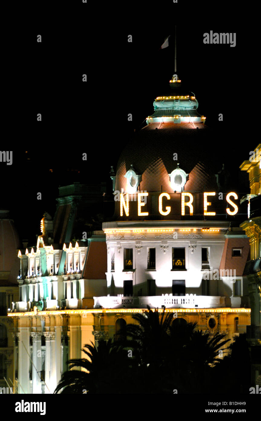 Hotel Negresco (1912) Nice France at night June 2008 FOR EDITORIAL USE ONLY Stock Photo