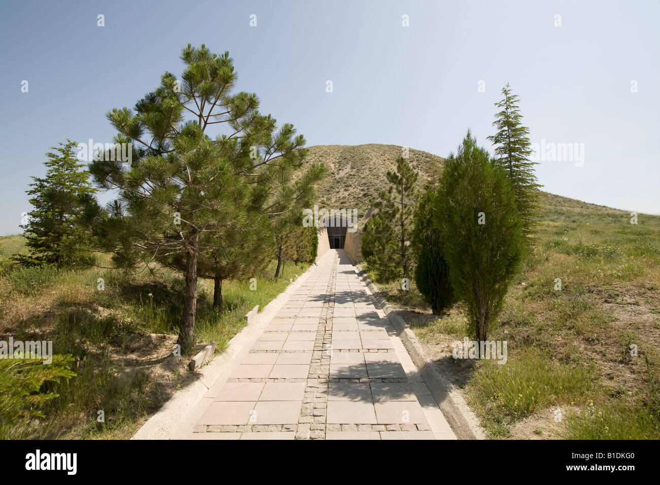 The mound of King Midas Tomb at the capital of ancient Phyrgia, Gordion, Yassihoyuk, Turkey Stock Photo