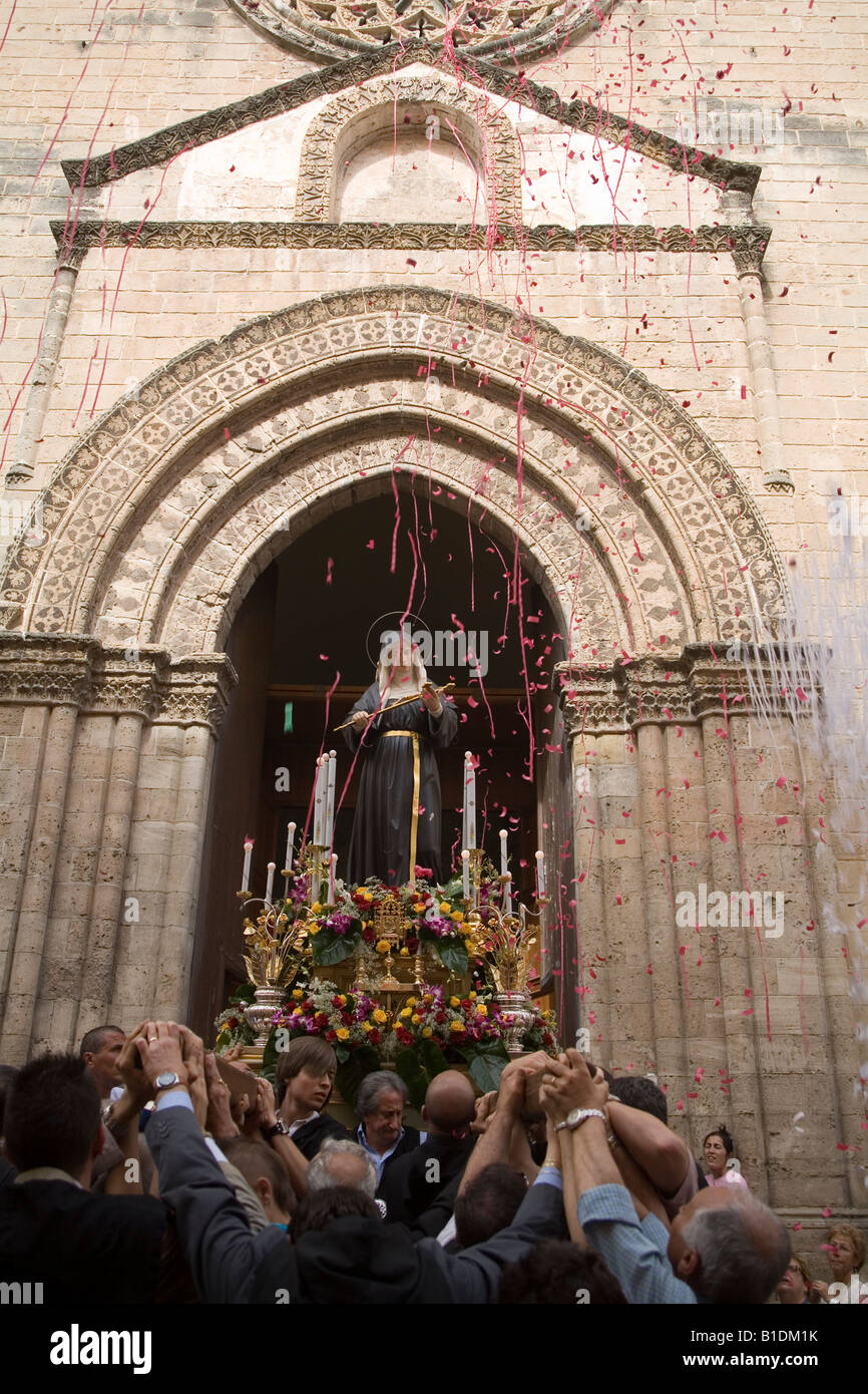 Santa Rita statue is taken out of the church for the celebration of her birtday Palermo Sicily Italy Stock Photo