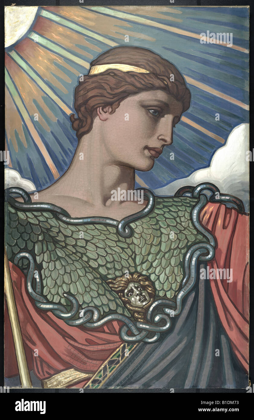Painting of mosaic Minerva, which is in the Library of Congress, Jefferson Building, Washington, D.C. Stock Photo