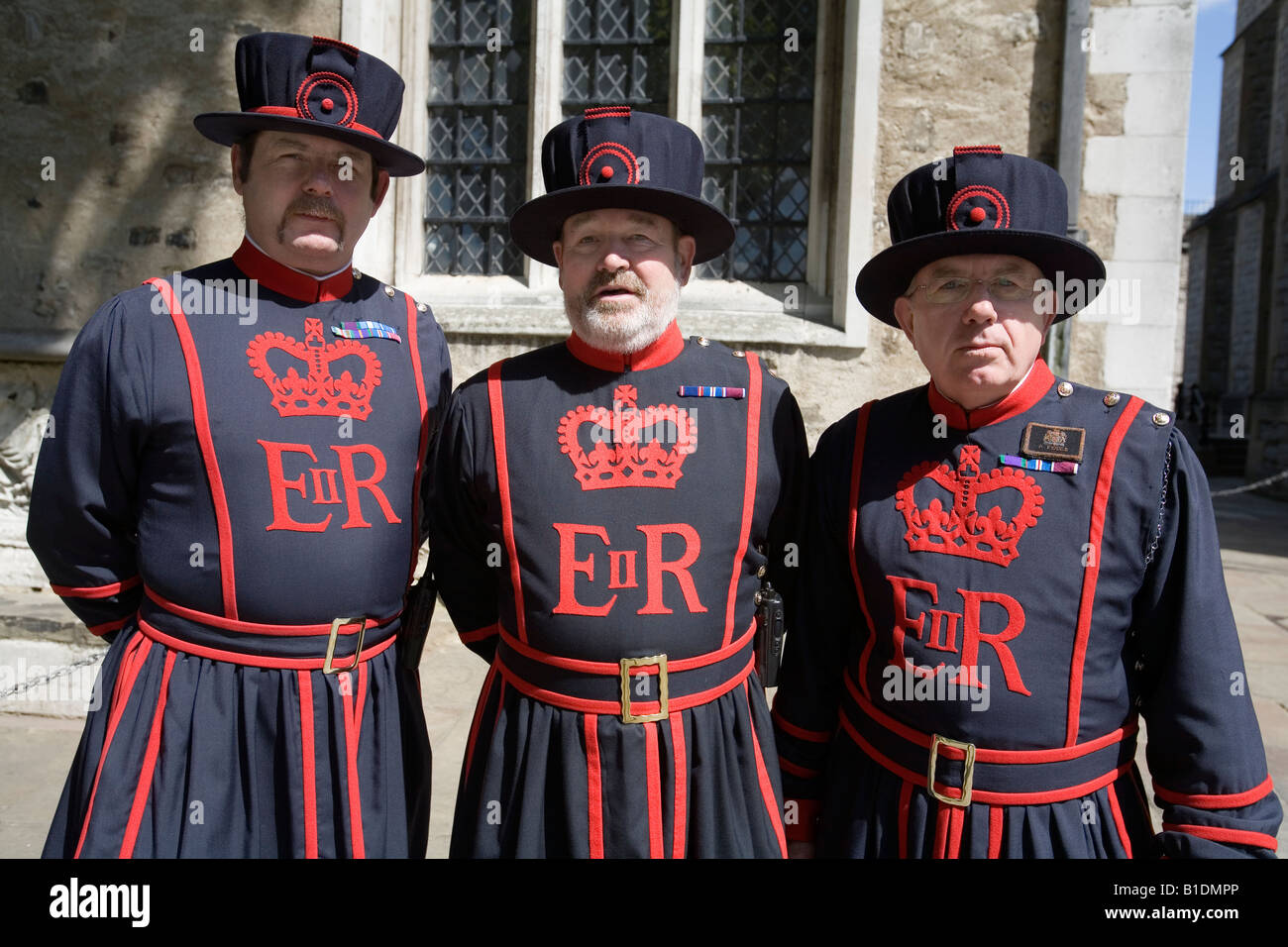 Beefeaters Yeomen of the 'Guards warder' at the 'Tower of London' England Britain UK Stock Photo