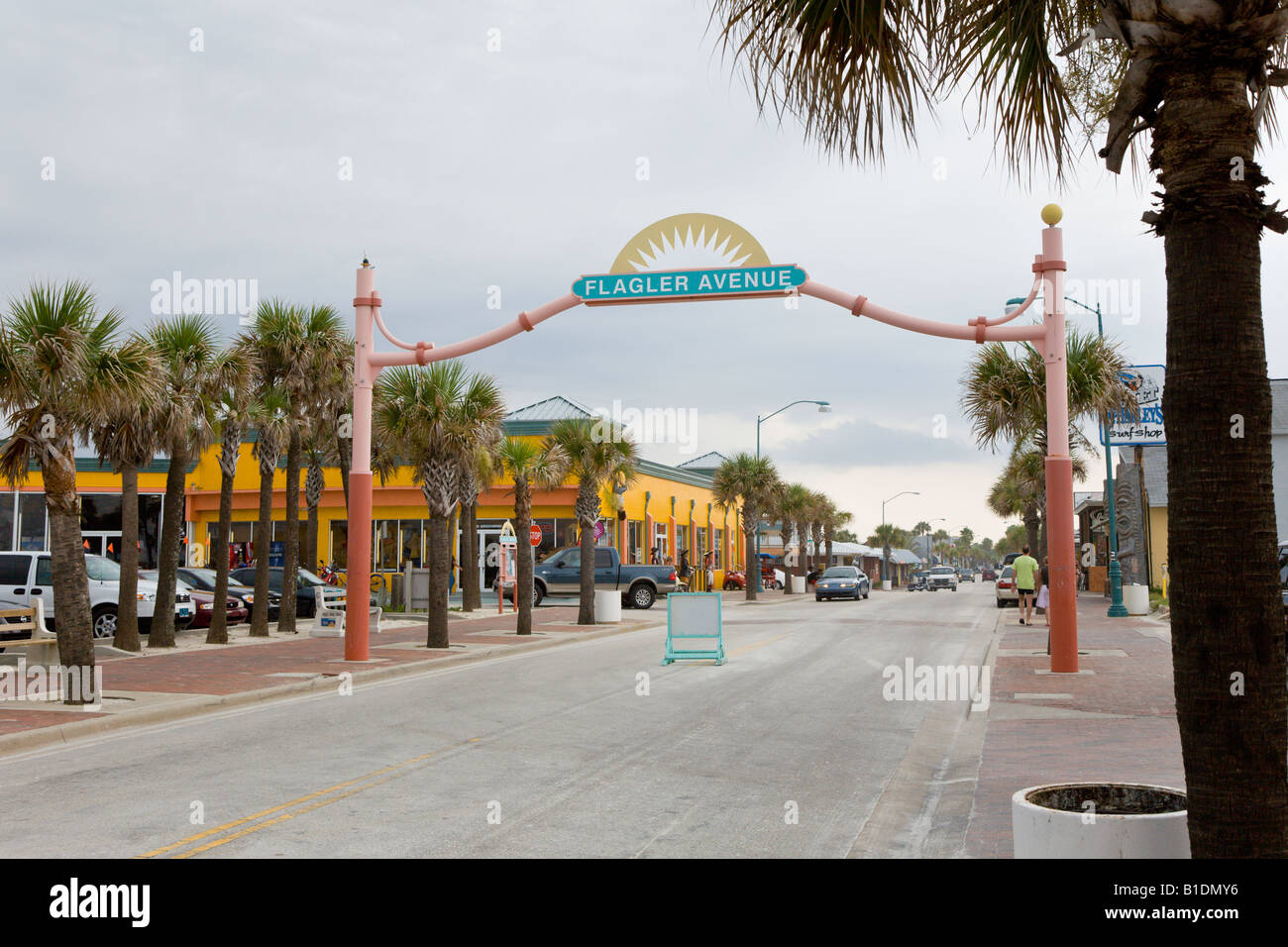 Flagler Avenue Street Sign Near Atlantic Ocean Beach Access In New Smyrna Beach Florida Stock Photo Alamy
