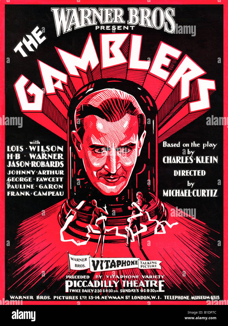 The Gamblers poster for the lost 1929 silent movie director Michael Curtiz on Wall Street released pre crash Stock Photo