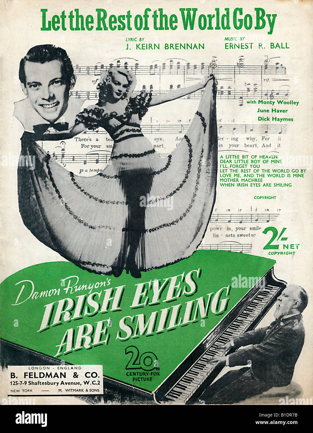 Let The Rest Of The World Go By Music sheet cover for the song from the Damon Runyon movie Irish Eyes Are Smiling Stock Photo