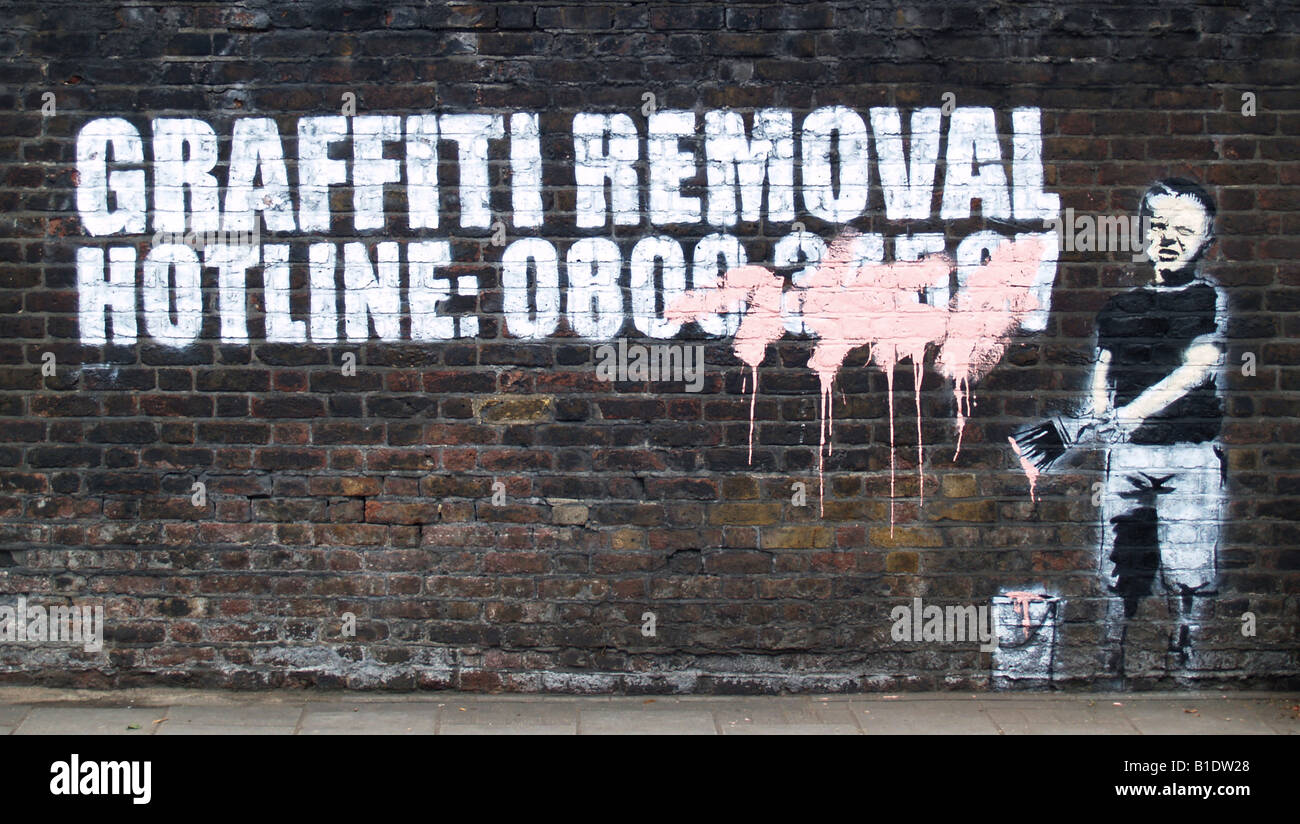 Banksy Stencil Graffiti London Stock Photo Alamy