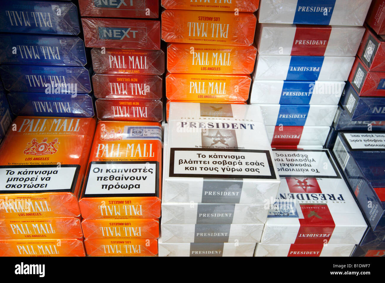 Greece Crete Packets of Cigarettes on sale in a shop Stock Photo Alamy