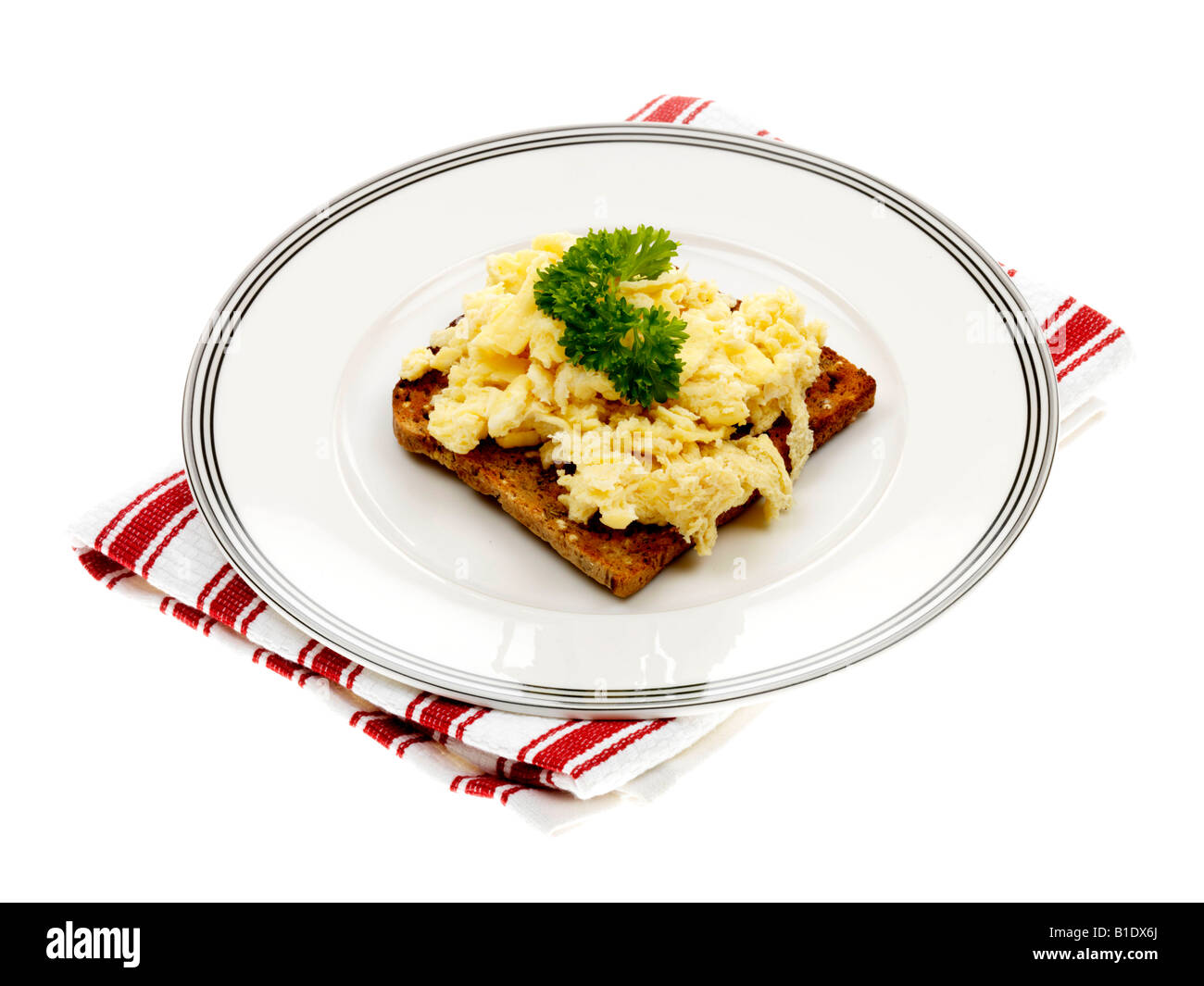 Scrambled Eggs on Toast Stock Photo Alamy