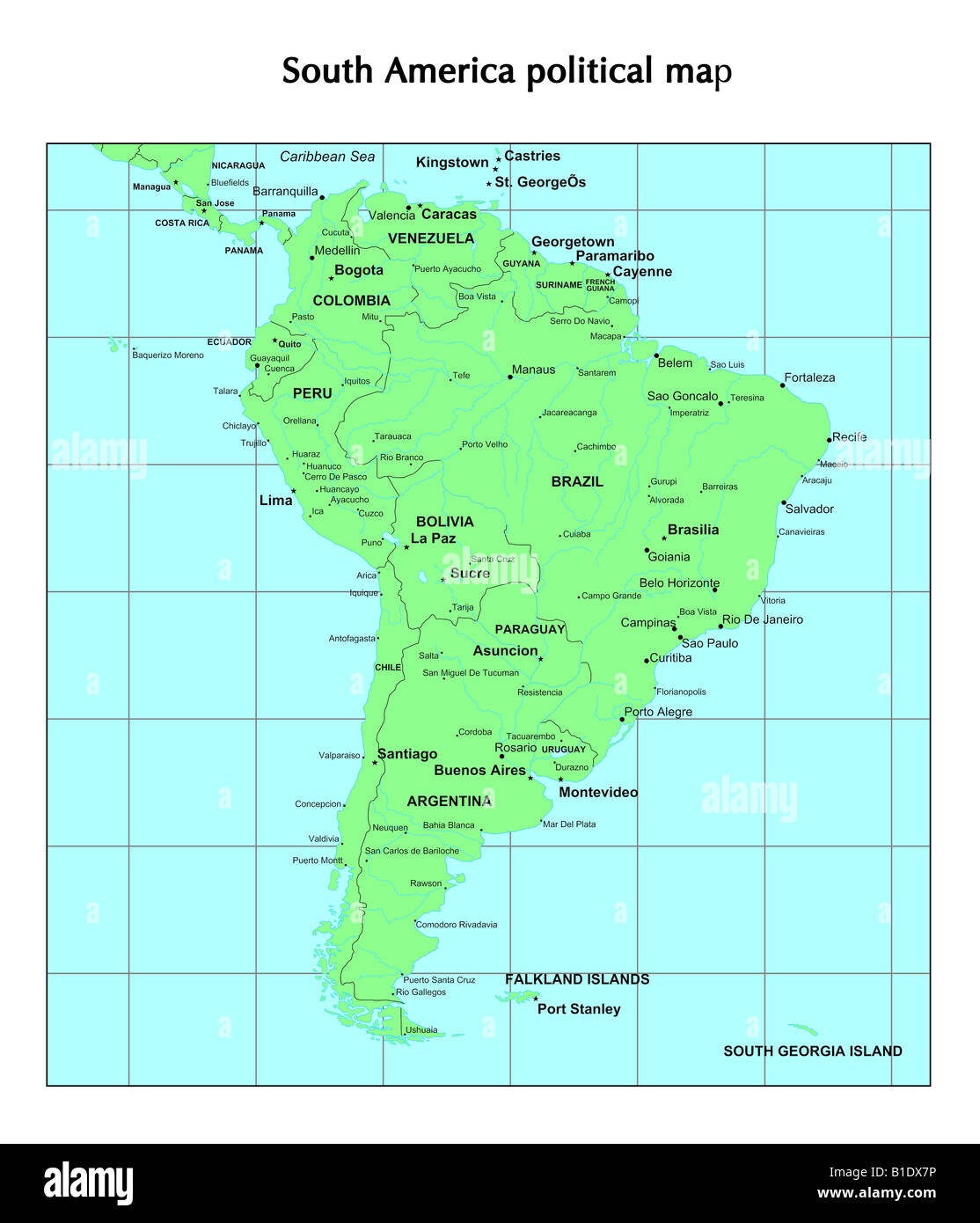 South America political map Stock Photo