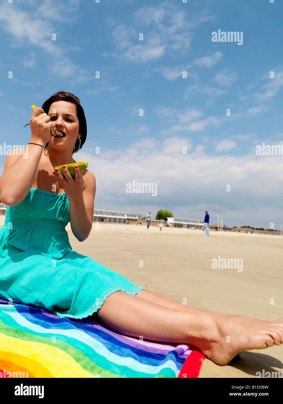 Young Woman Eating Papaya Model Released Stock Photo Alamy