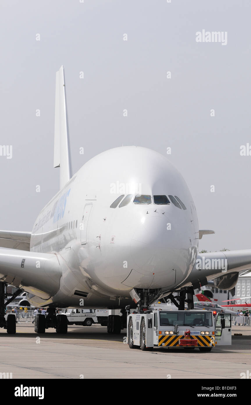 Airbus A380 taxiing to runway Stock Photo