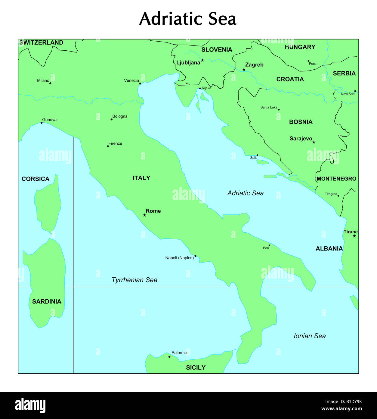 Adriatic Sea Map Stock Photos Adriatic Sea Map Stock Images Alamy