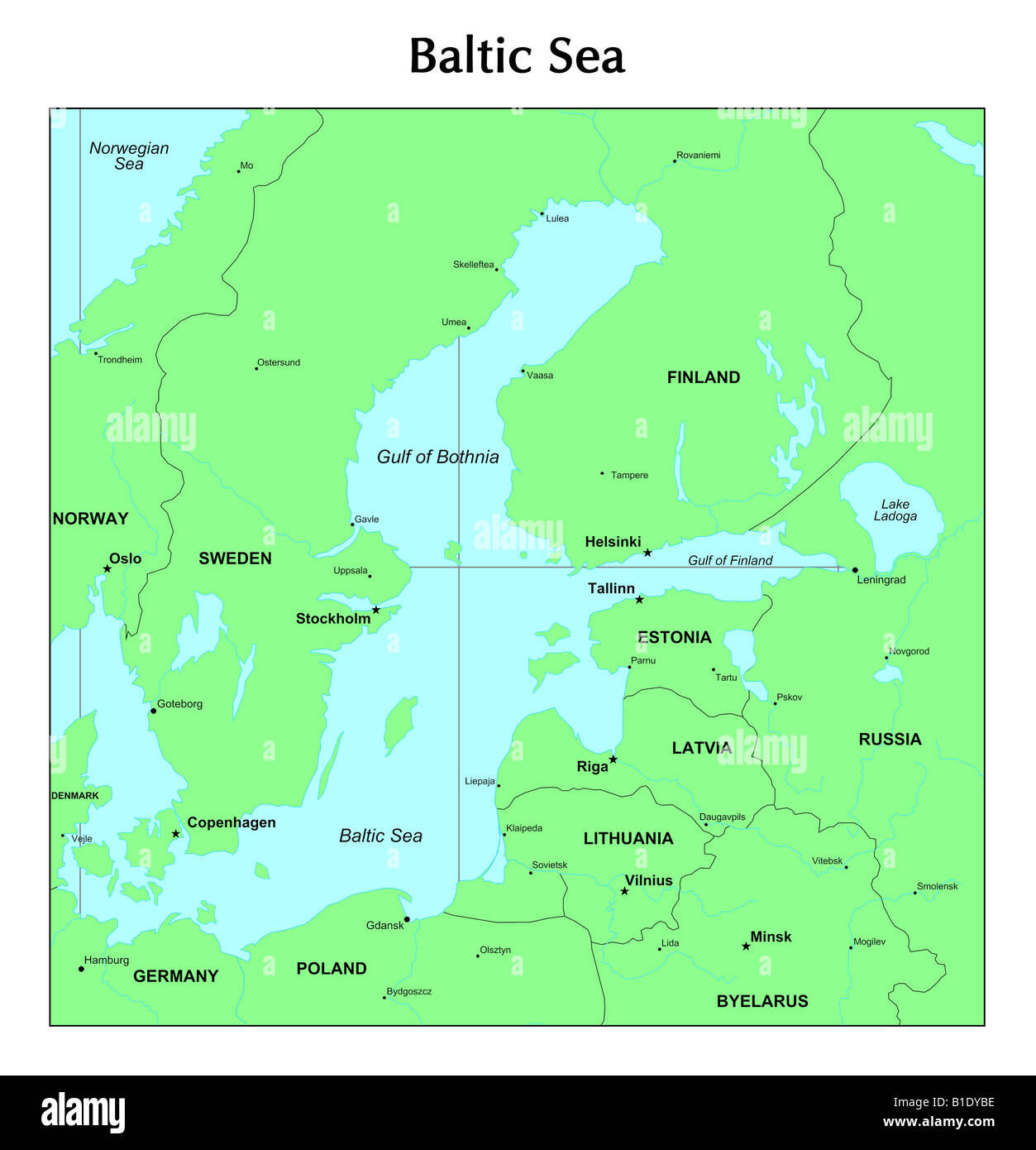 Baltic Sea map Stock Photo