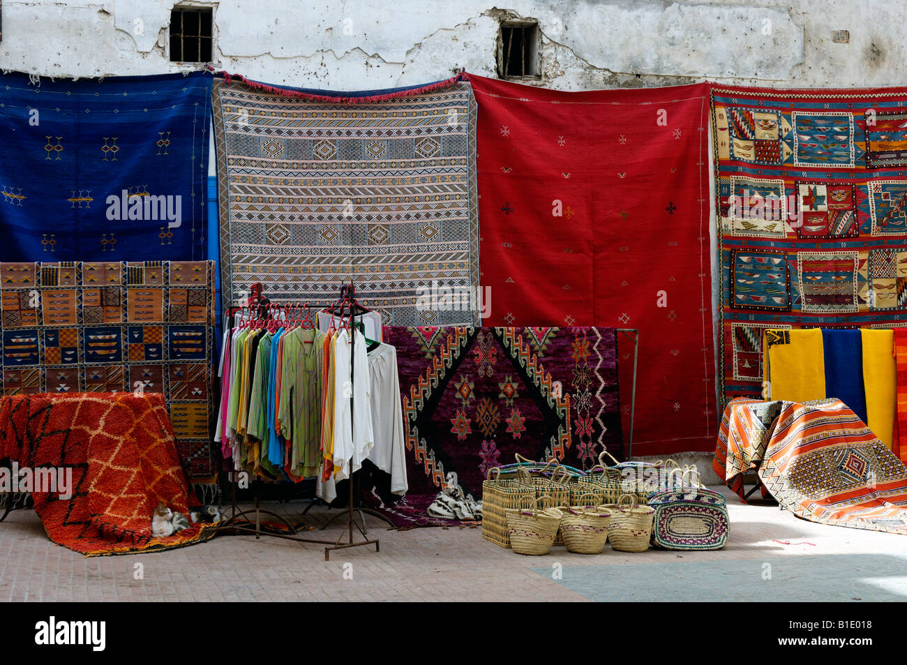 Hanging Blankets On Sale In Essaouira Old Town Hanging Blankets On Sale In Essaouira Old Town
