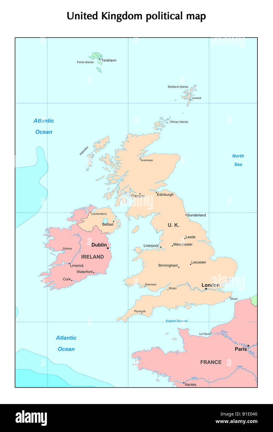 United Kingdom political map Stock Photo