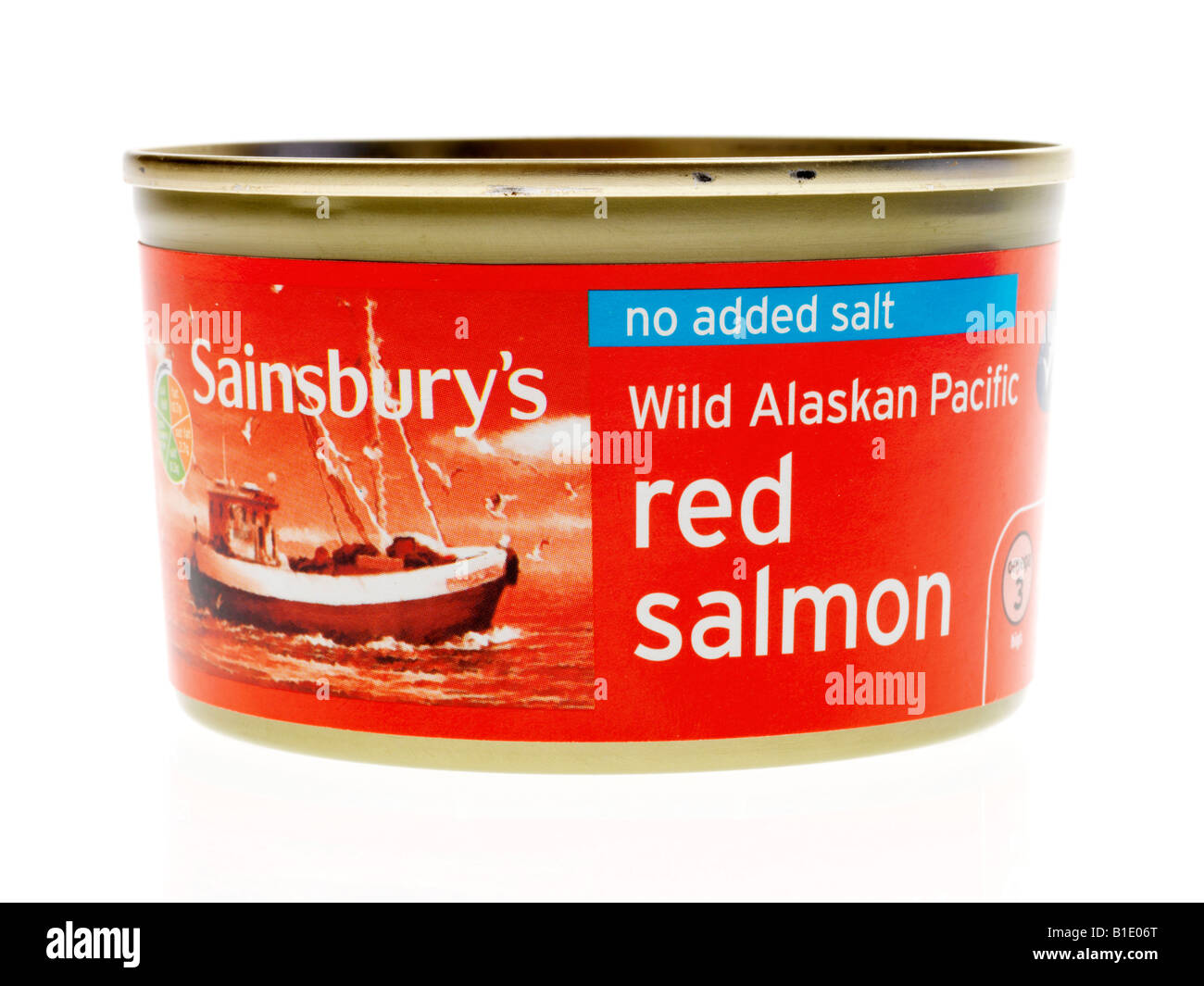 Tin of Red Salmon Stock Photo