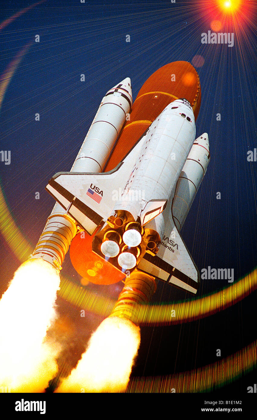NASA Space Shuttle Atlantis launch digitally altered Stock Photo - Alamy