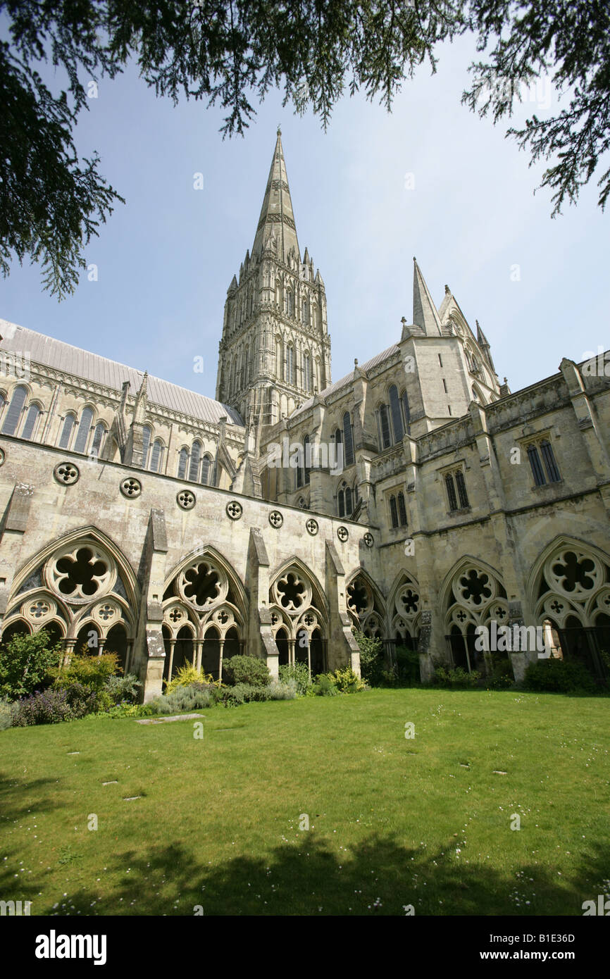 City of Salisbury, England. The Cathedral Church of the Blessed Virgin Mary in Salisbury. Stock Photo