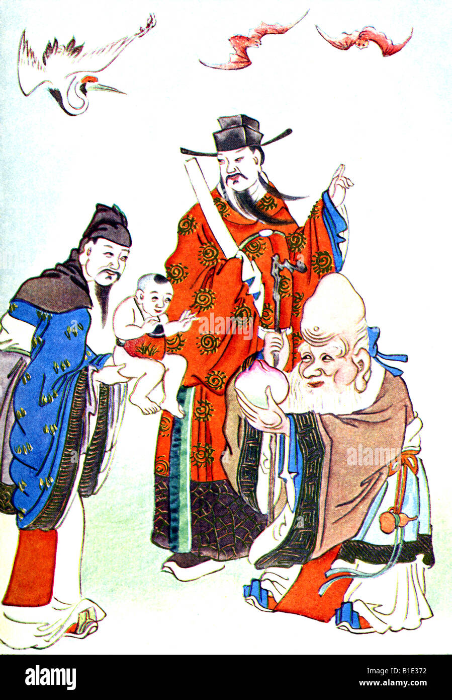 Gods of Happiness, Office, and Longevity Stock Photo Alamy