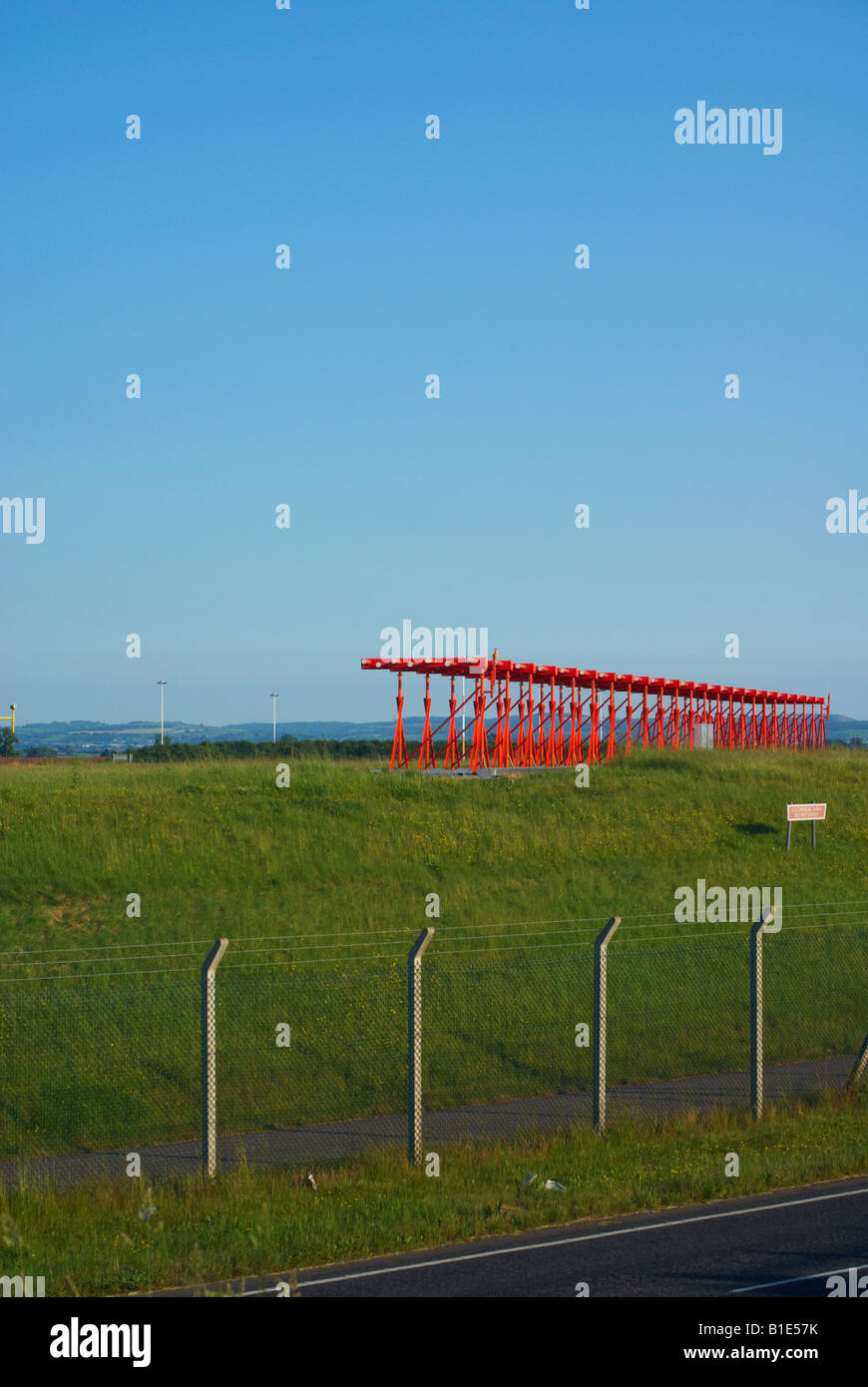 End of the runway markers at East Midlands Airport Derbyshire Engl Stock Photo Alamy
