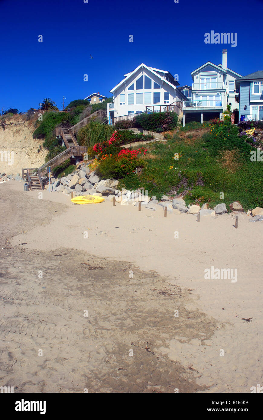 Expensive home on a hill overlooking a beach in California Stock Photo