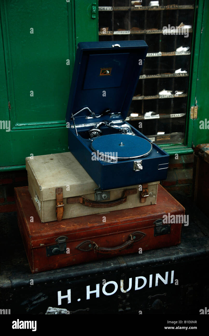 An old wind up record player Stock Photo Alamy
