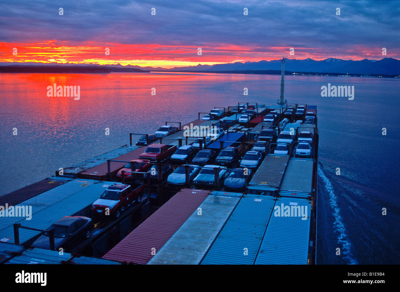 Anchorage, Alaska, USA. Container ship, Horizon Anchorage, approaching