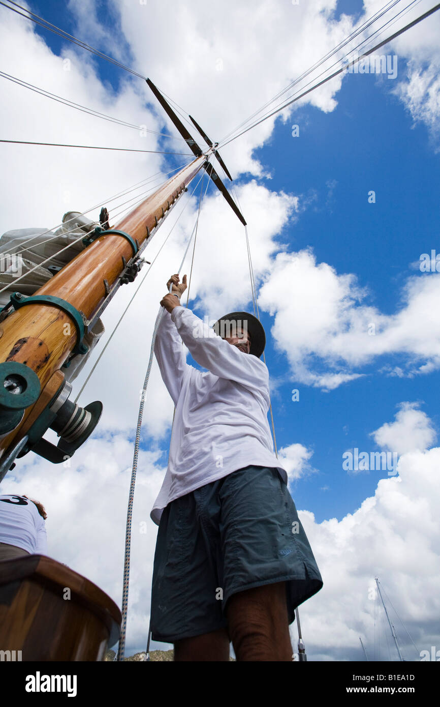 Halyard main sail raise pull rope hires stock photography and images