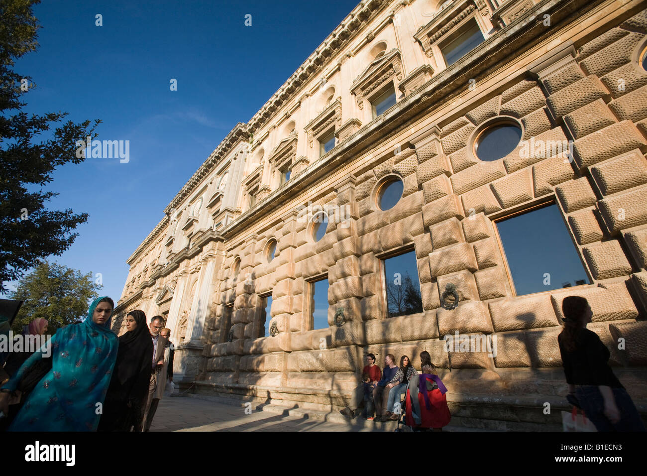 Padded facade of the Palace of Charles V, Granada, Spain Stock Photo