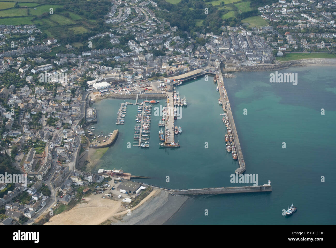 Newlyn Harbour from the air, Cornwall Stock Photo Alamy