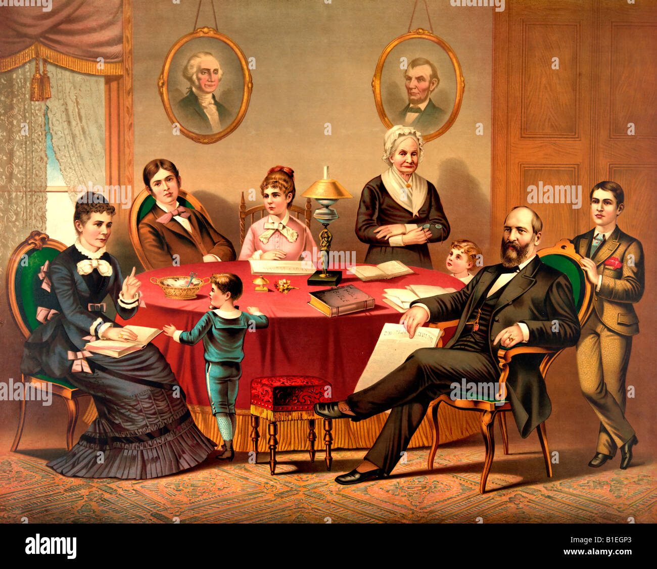 President James Garfield and his family Stock Photo