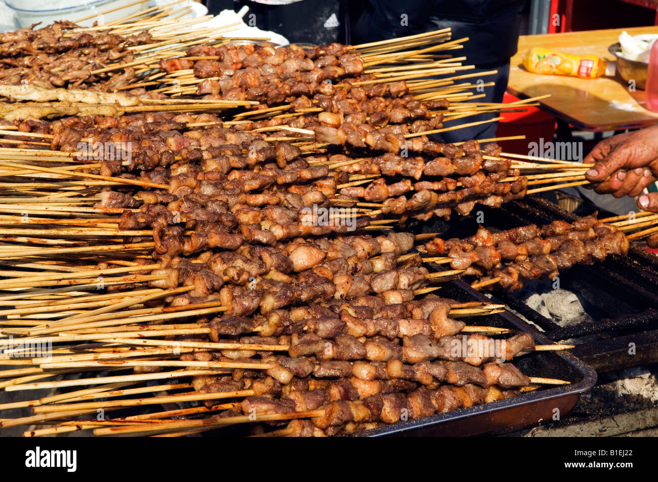 China Beijing Chinese New Year Spring Festival Changdian street fair kebab sticks Stock Photo