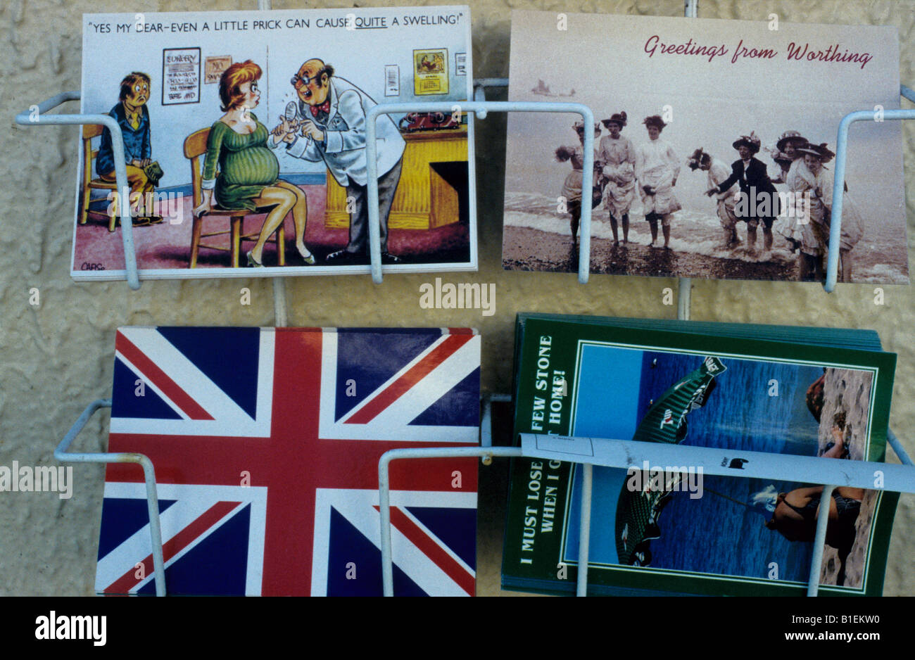 Old fashioned seaside postcards, Worthing, West Sussex, England Stock Photo