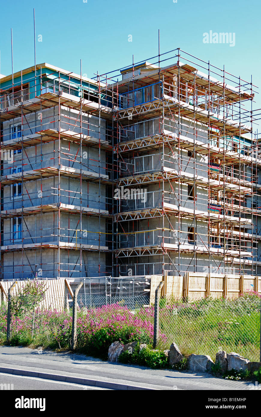 new holiday apartments being built at newquay,cornwall,england Stock