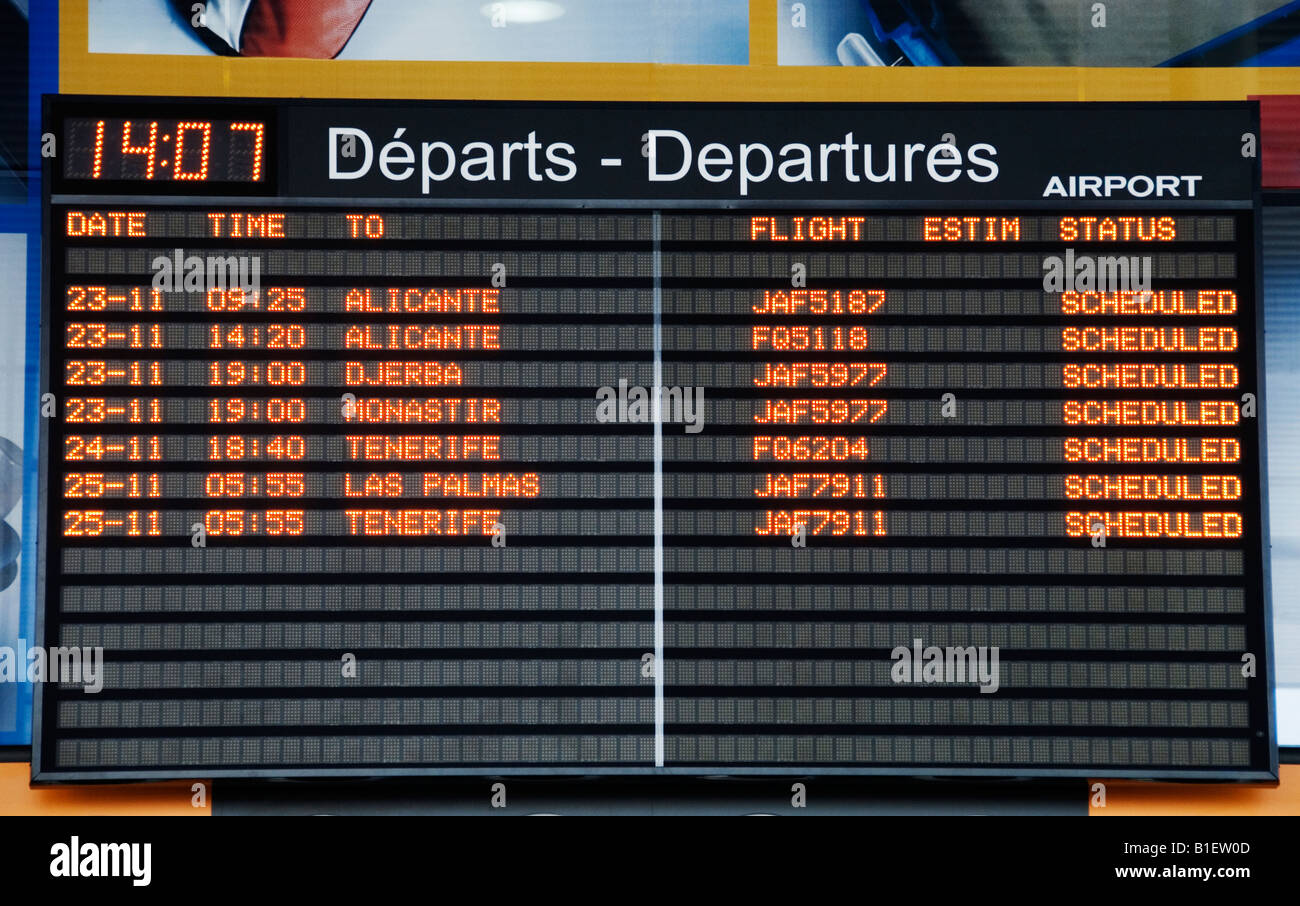 Airport departures board Stock Photo - Alamy