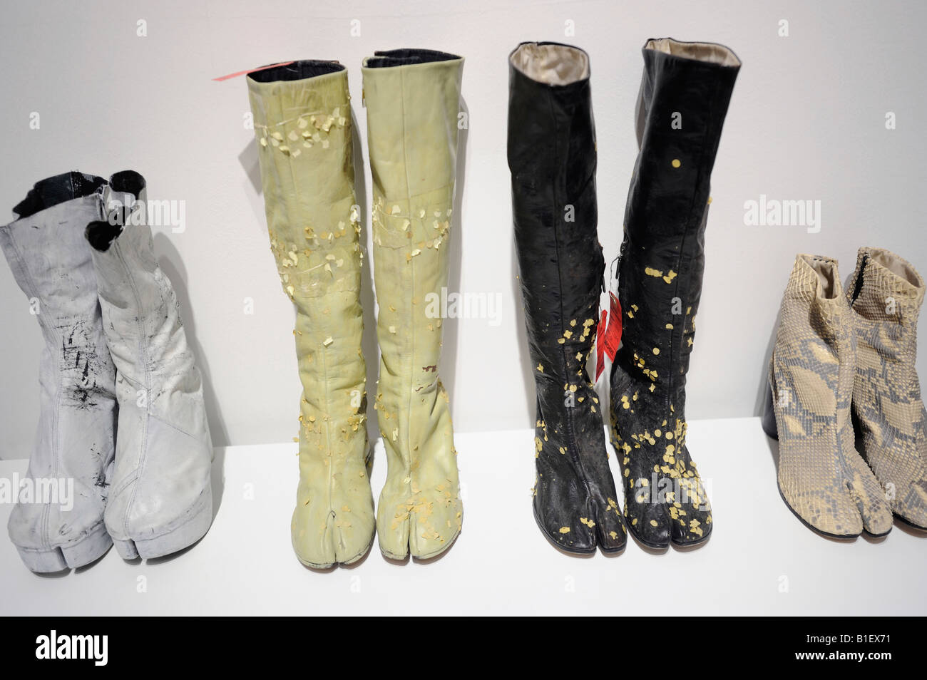 Ladies' boots at Maison Martin Margiela exhibition in Beijing, China. 13-Jun-2008 Stock Photo