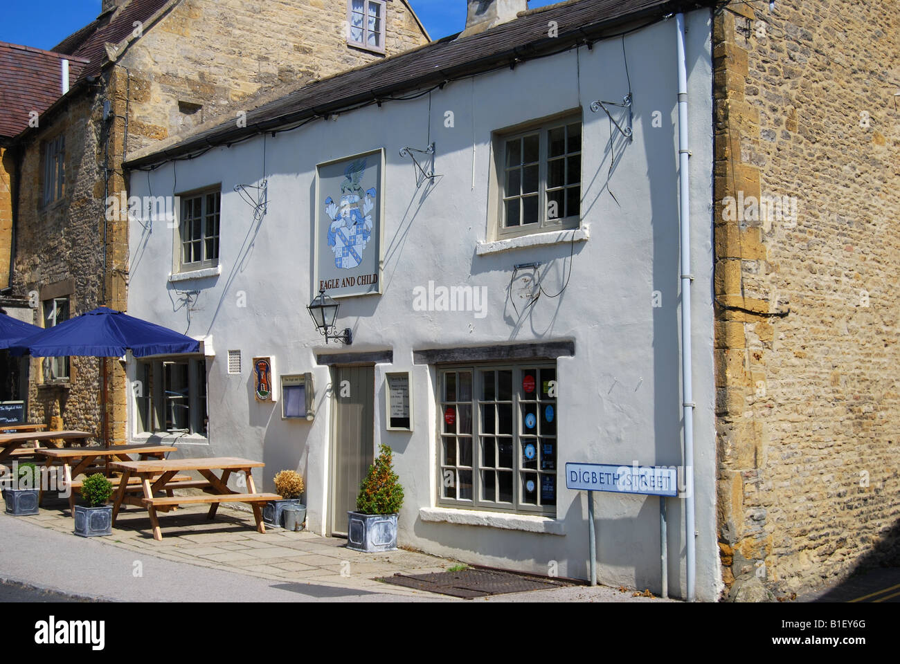 Eagle and Child Inn, Digbeth Street, Stow-on-the-Wold, Cotswolds, Gloucestershire, England, United Kingdom Stock Photo