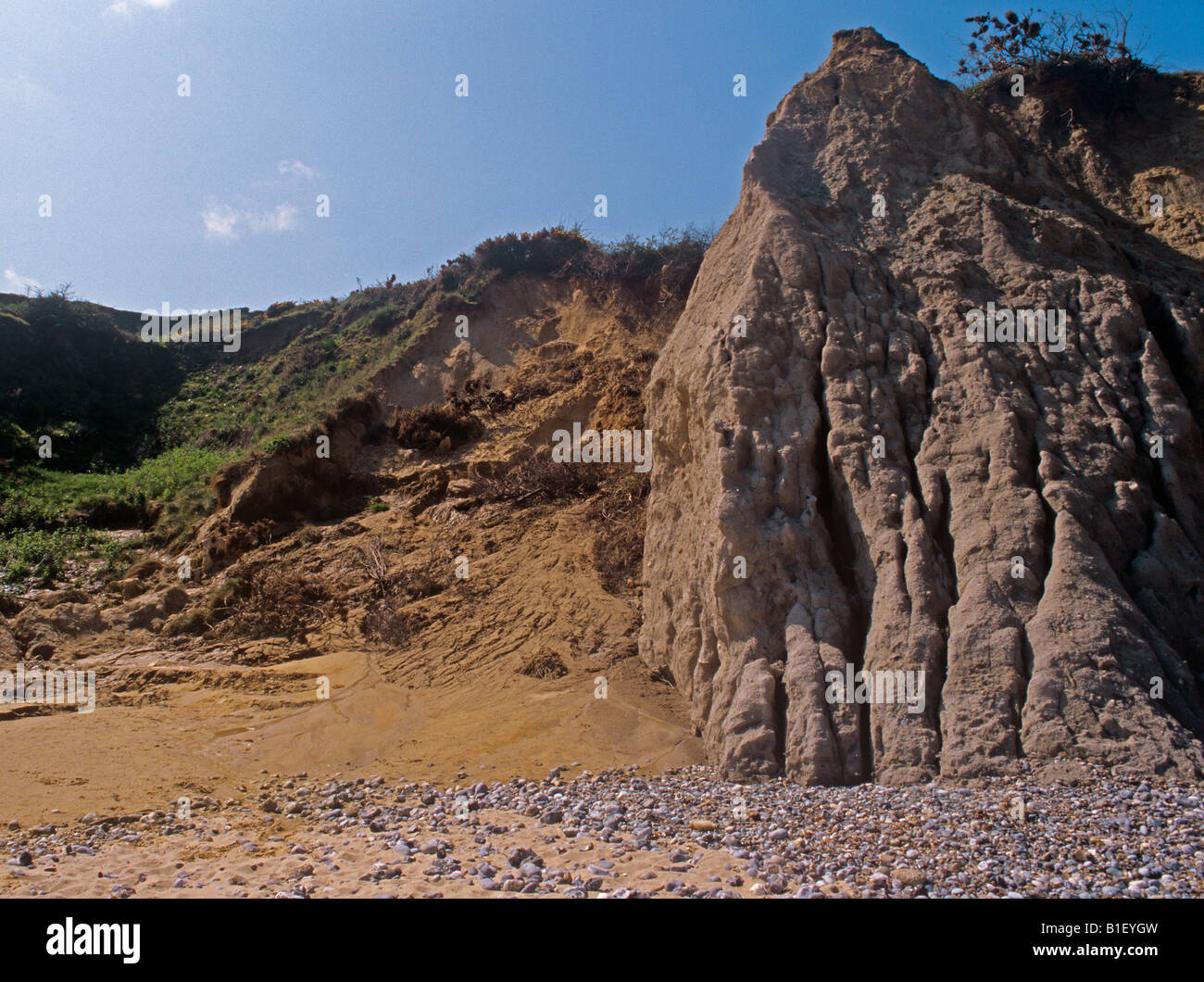 Landslip North Norfolk near Cromer Stock Photo