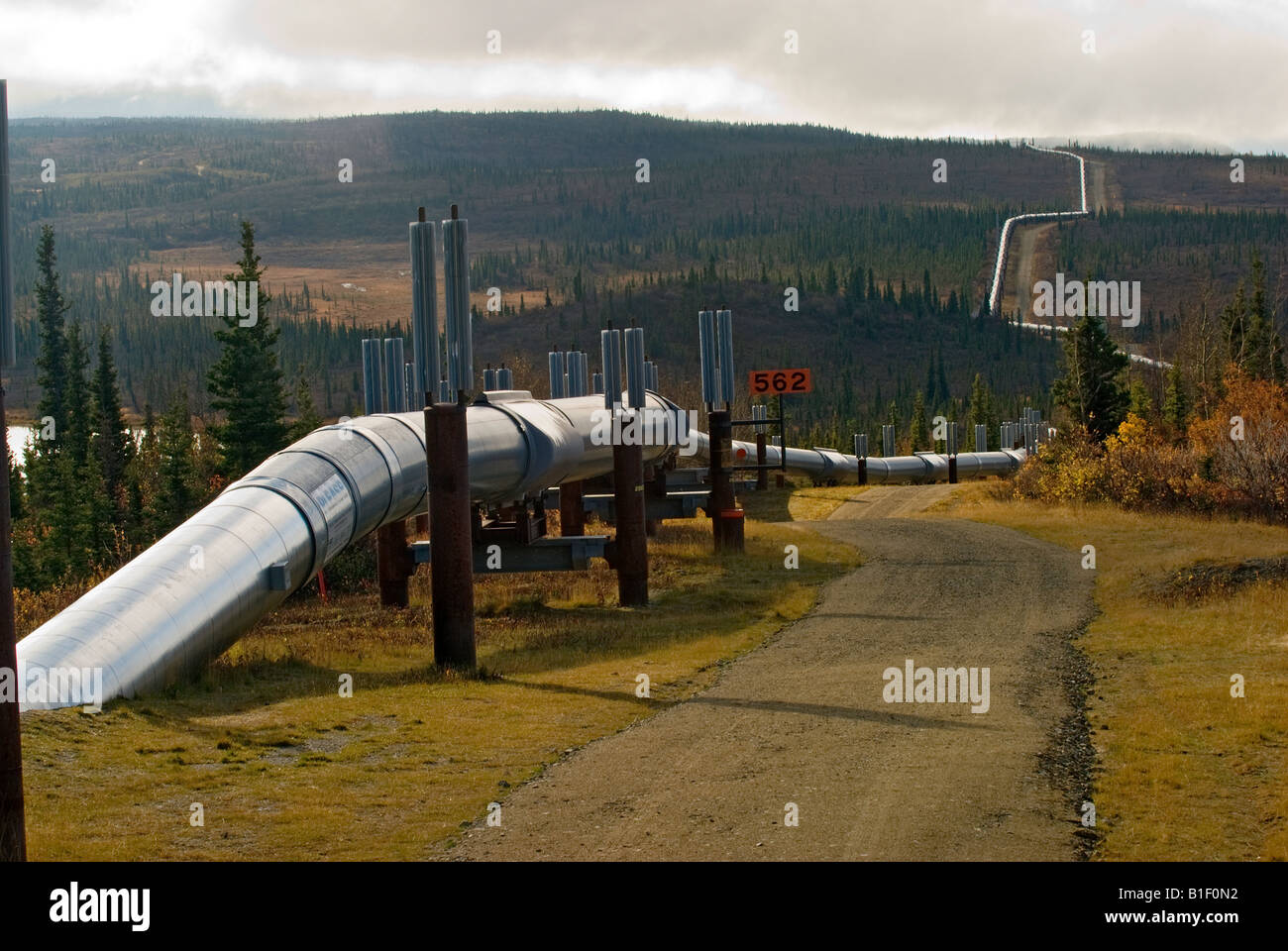 Alaska oil pipeline between Prudhoe Bay and Valdez Stock Photo