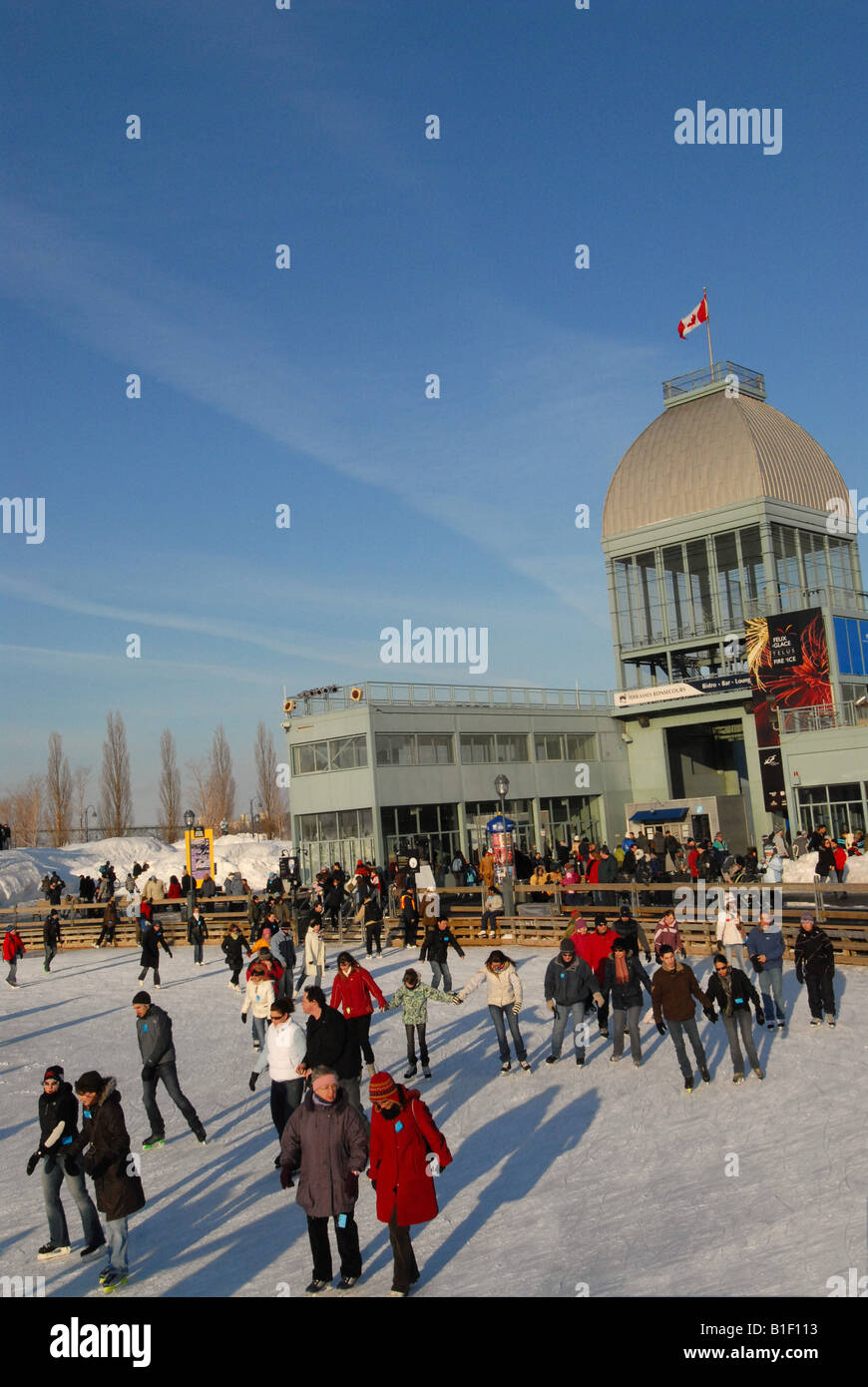 People skating Bonsecours Ice ring old Montreal Stock Photo Alamy