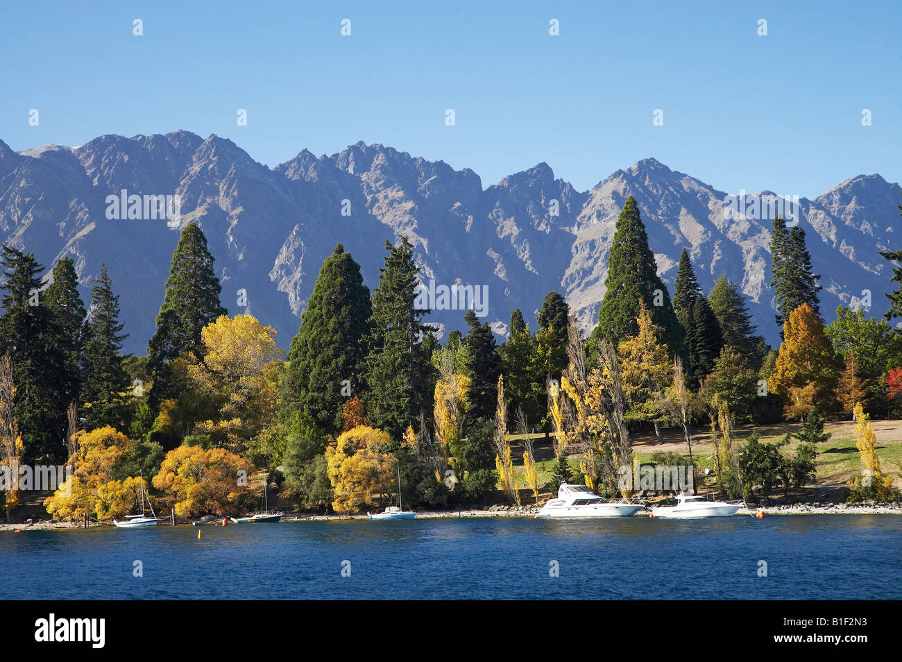 Lake Wakatipu Autumn Trees and the Remarkables Queenstown Otago South ...