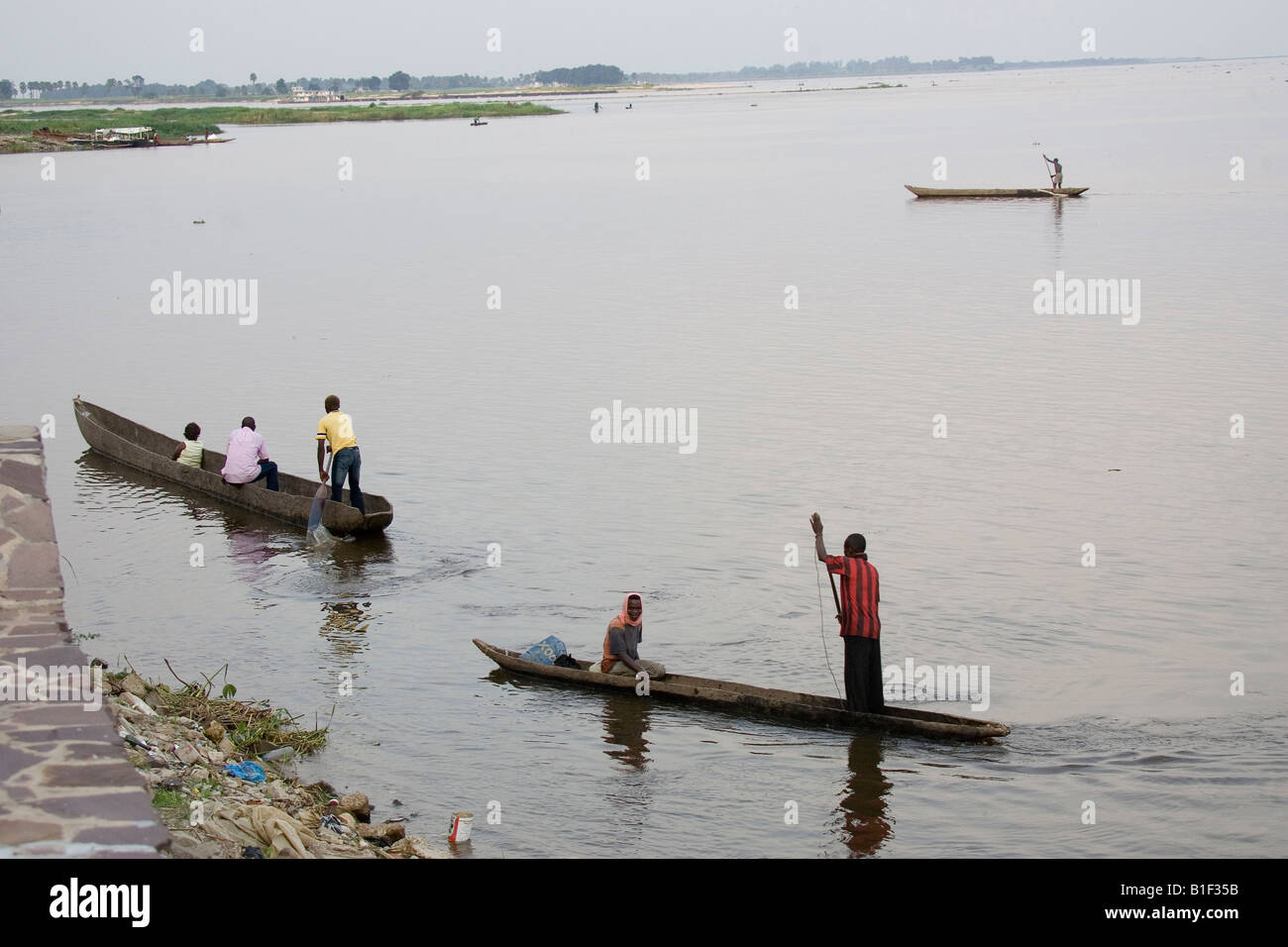 Fishermen on the Congo River Brazzaville Congo Stock Photo