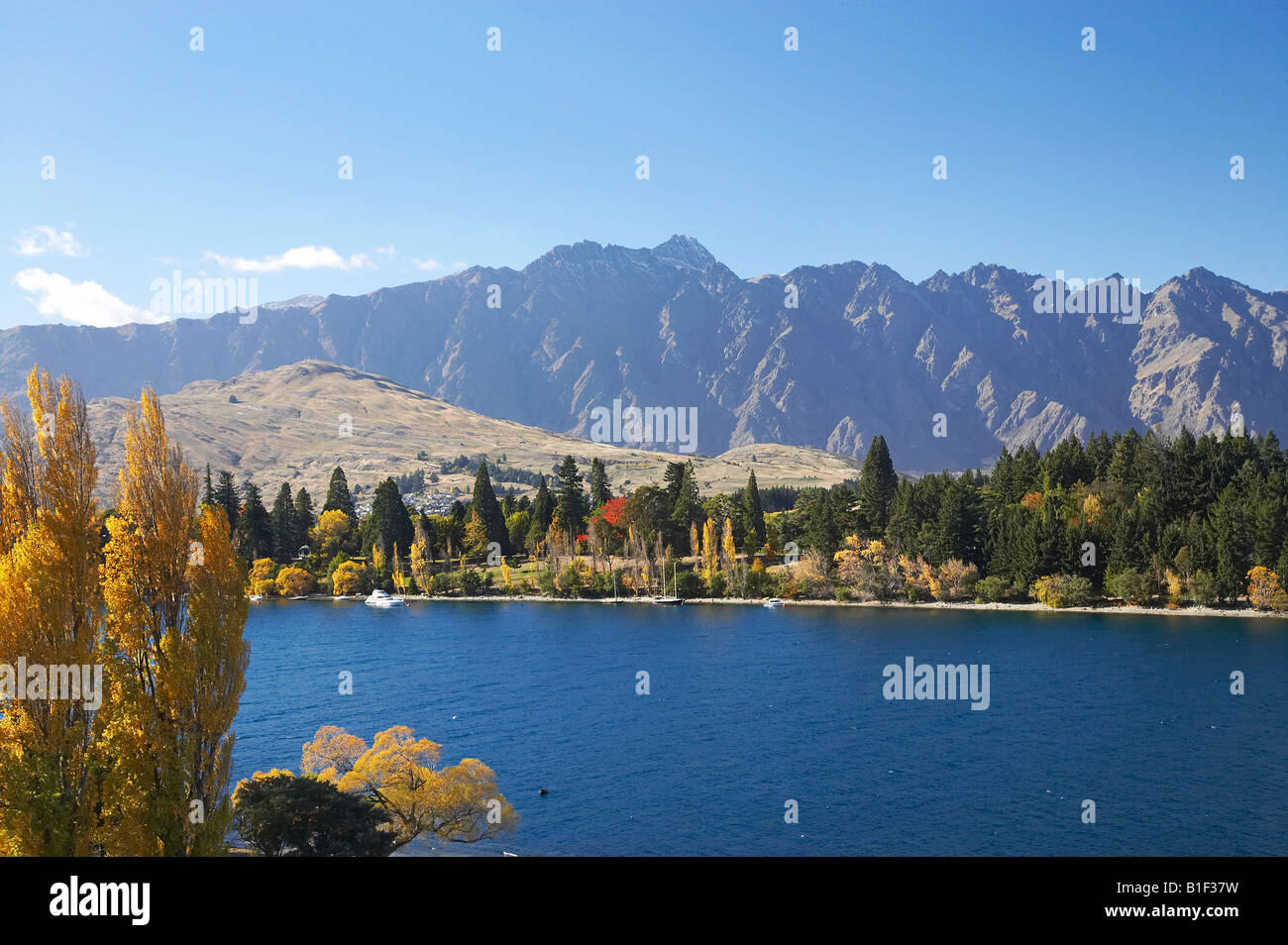 Lake Wakatipu Autumn Trees and the Remarkables Queenstown Otago South ...