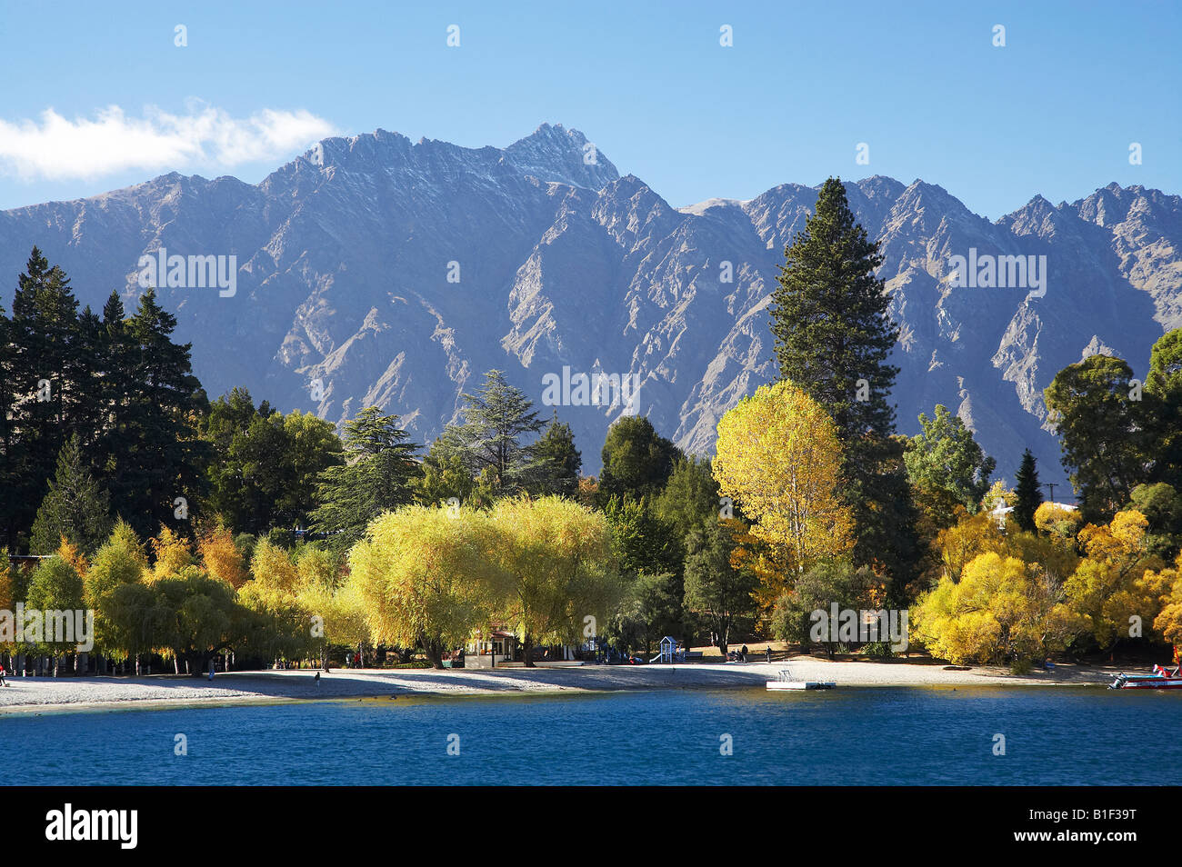 Lake Wakatipu Autumn Trees and the Remarkables Queenstown Otago South ...