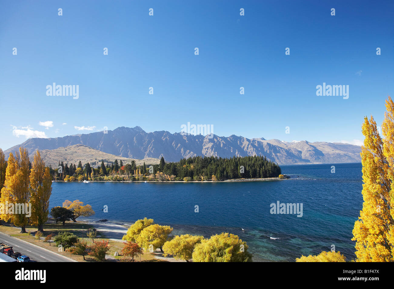 Lake Wakatipu Autumn Trees and the Remarkables Queenstown Otago South ...
