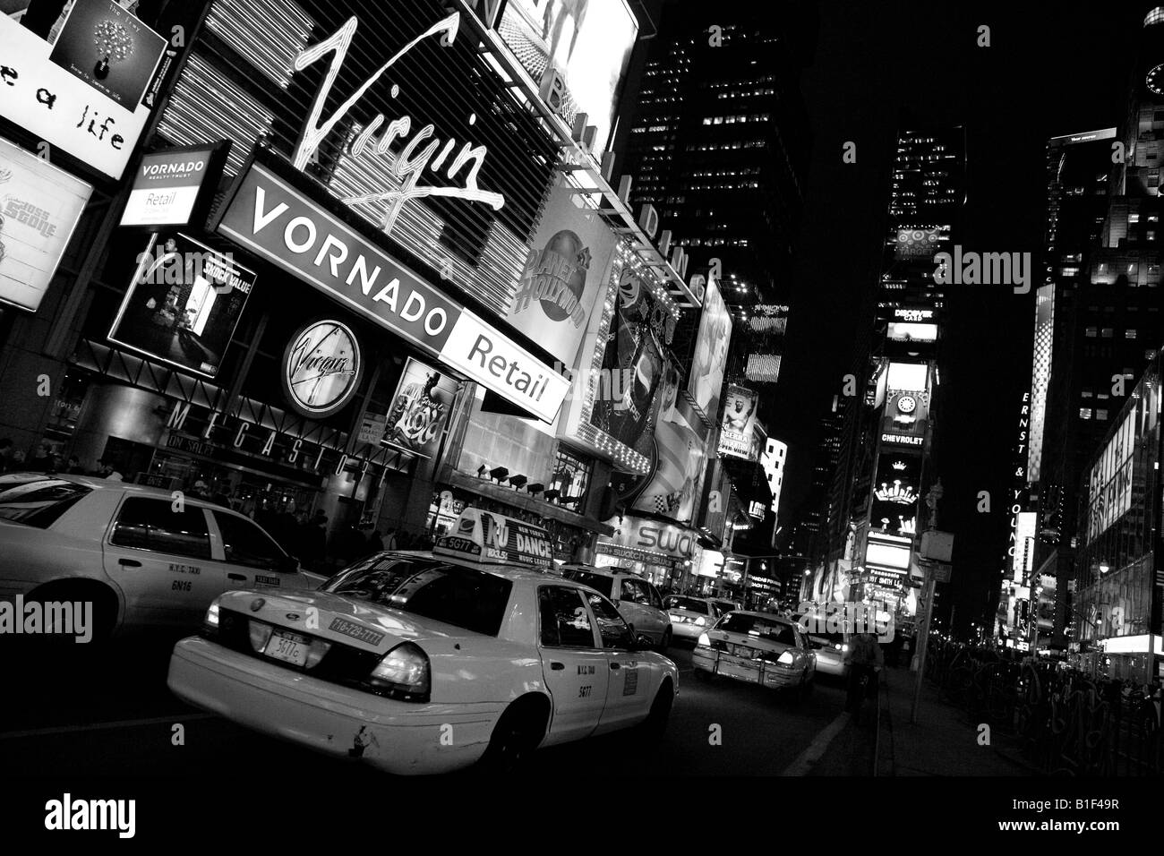 Times square night view New York City USA Stock Photo