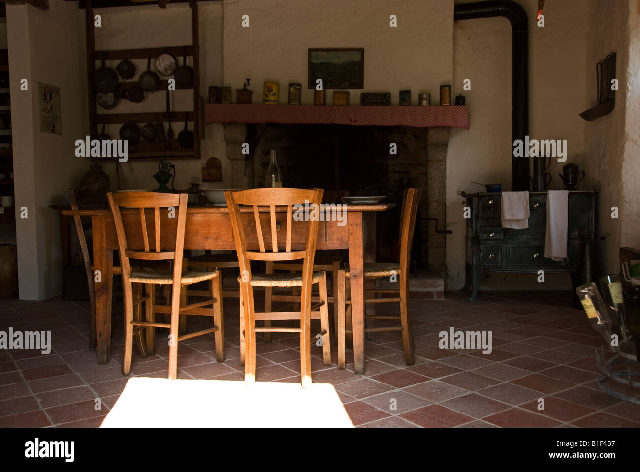 Stock photo of the inside of the renovated cafe in the village of Montrol Senard Stock Photo