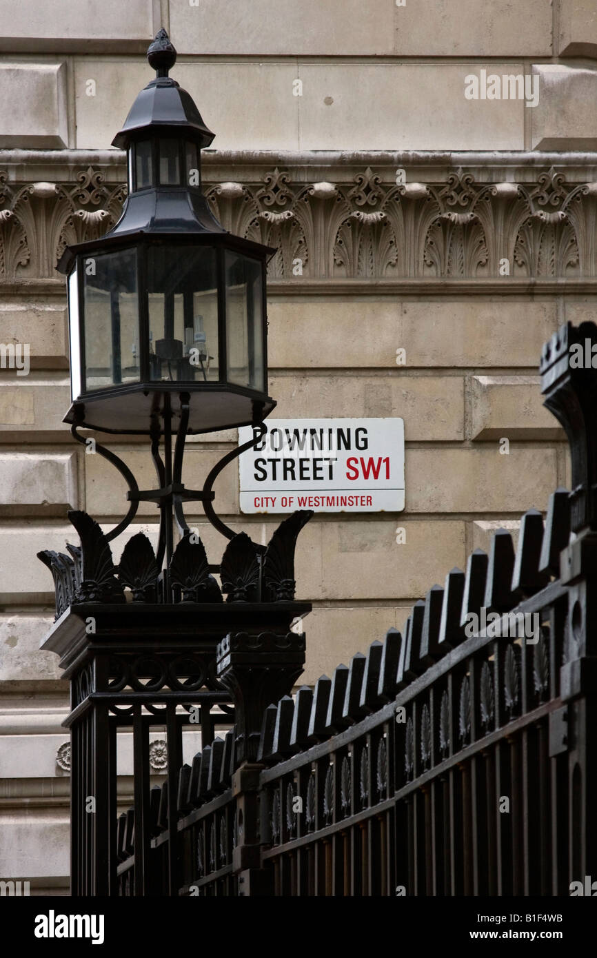 Gate in front of Downing Street, the Home of the British Prime Minister, London England Stock Photo