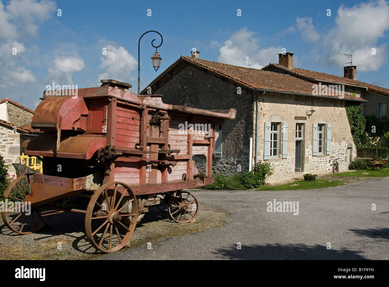 Stock photo of the old renovated schoolhouse in the village of Montrol Senard Stock Photo