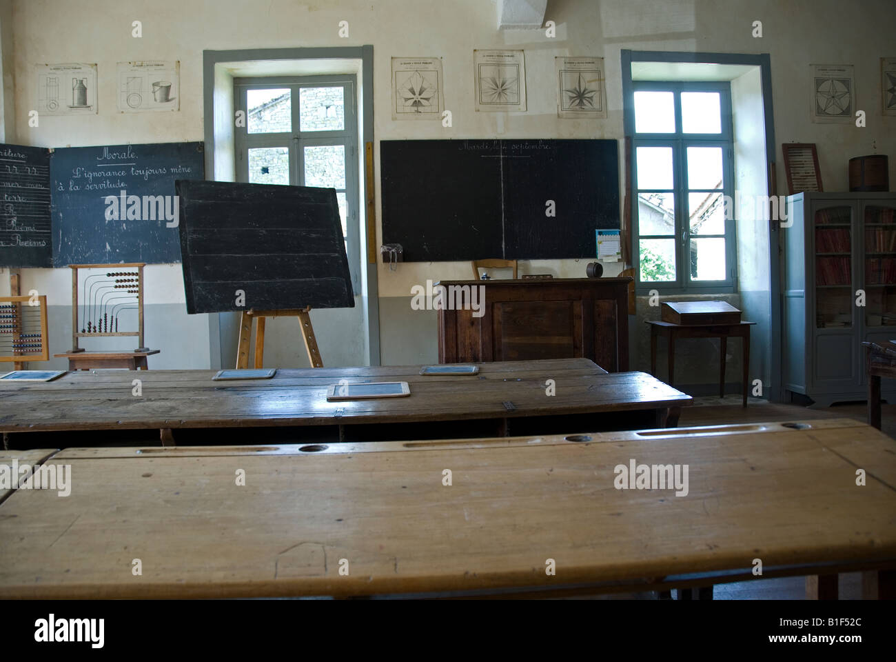 Stock photo of the inside of the schoolhouse in the village of Montrol Senard Montrol Stock Photo