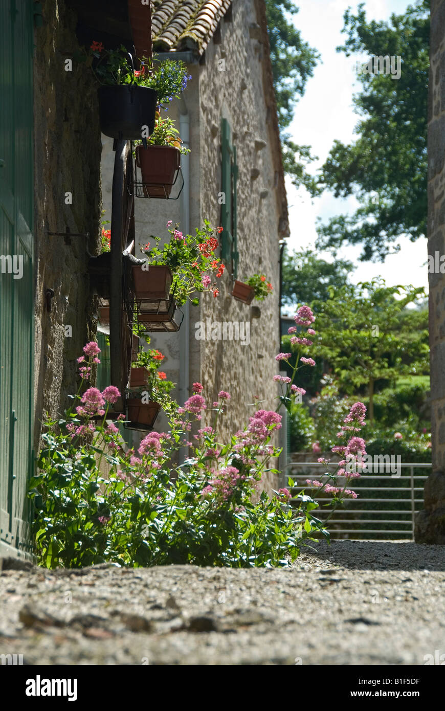 Stock photo of a pretty sidestreet in the village of Montrol Senard Stock Photo